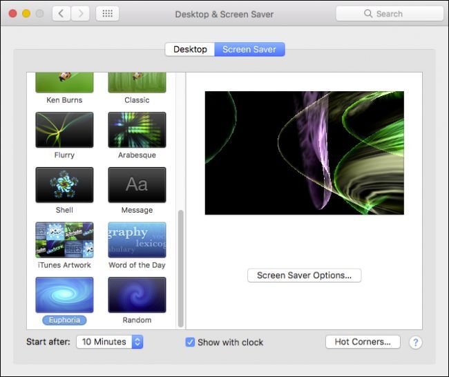 Выбранная заставка отображается в предпросмотре после установки