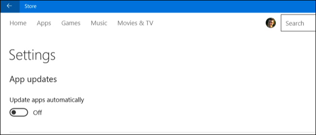 Настройки магазина приложений в Windows 10
