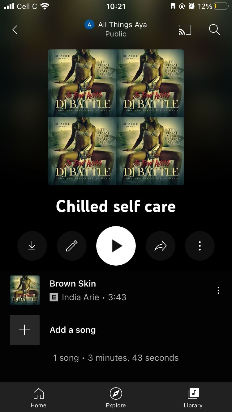 Плейлист «Chilled self care» в мобильном приложении YouTube Music