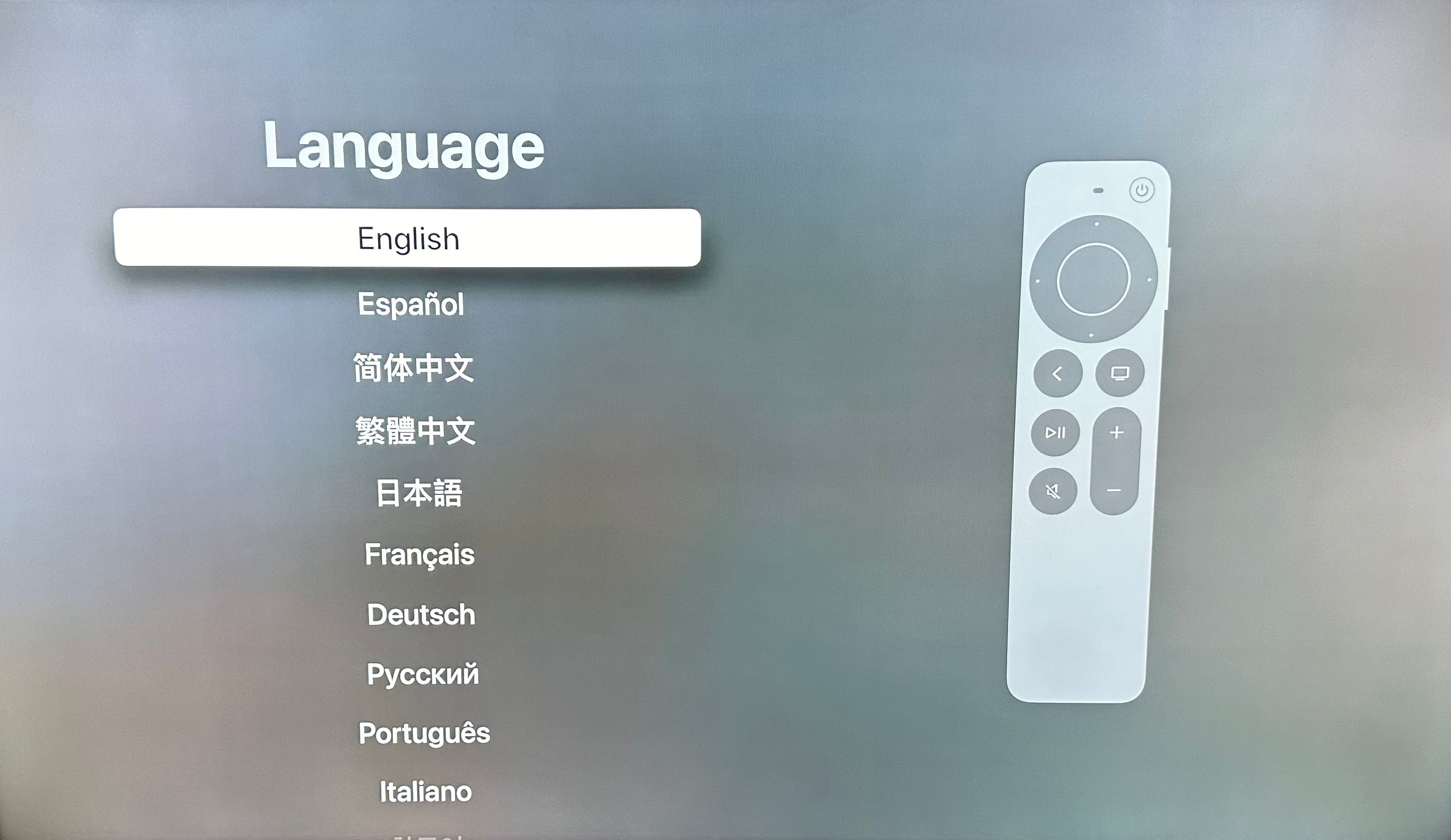 Apple TV select language