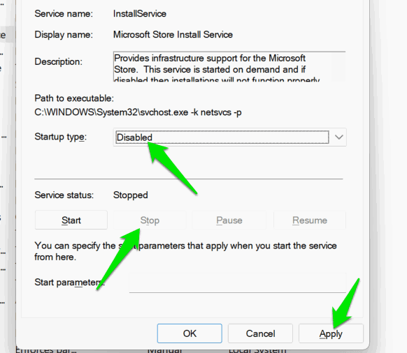 Disabling Installservice in Windows Services
