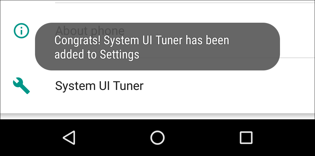 Подтверждение включения System UI Tuner