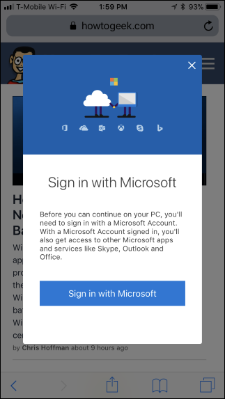 Список доступных ПК в приложении Continue on PC
