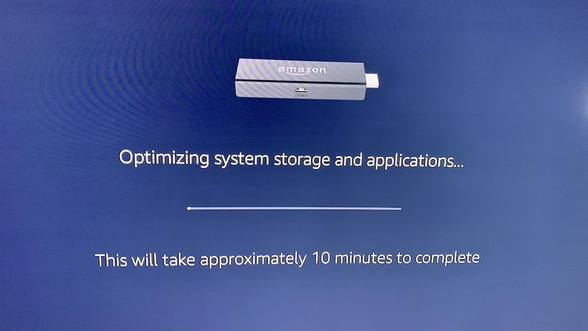 Сообщение об оптимизации хранилища на экране Fire TV