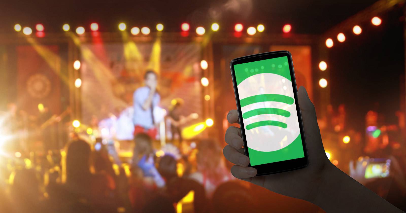 экран Spotify с вкладкой «Концерты», показывающий локальные мероприятия