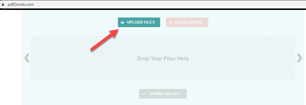 Загрузка PDF на сайт-конвертер PDF2MOBI