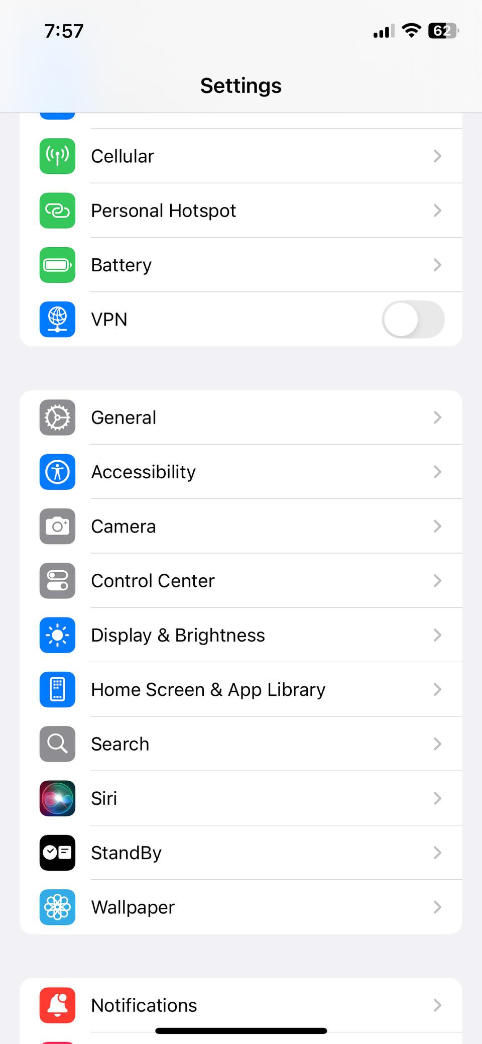 приложение Настройки iPhone