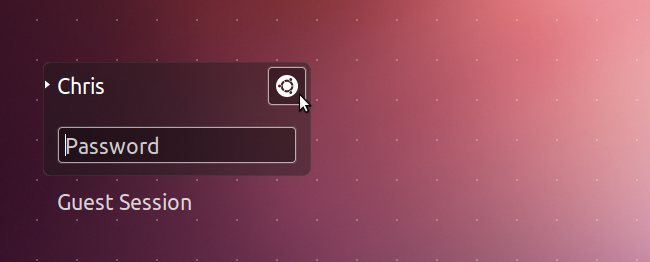 Выбор сеанса на экране входа