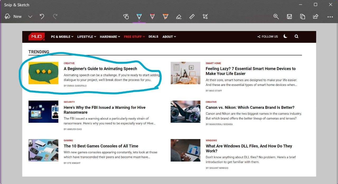 Snip and Sketch в Windows 11