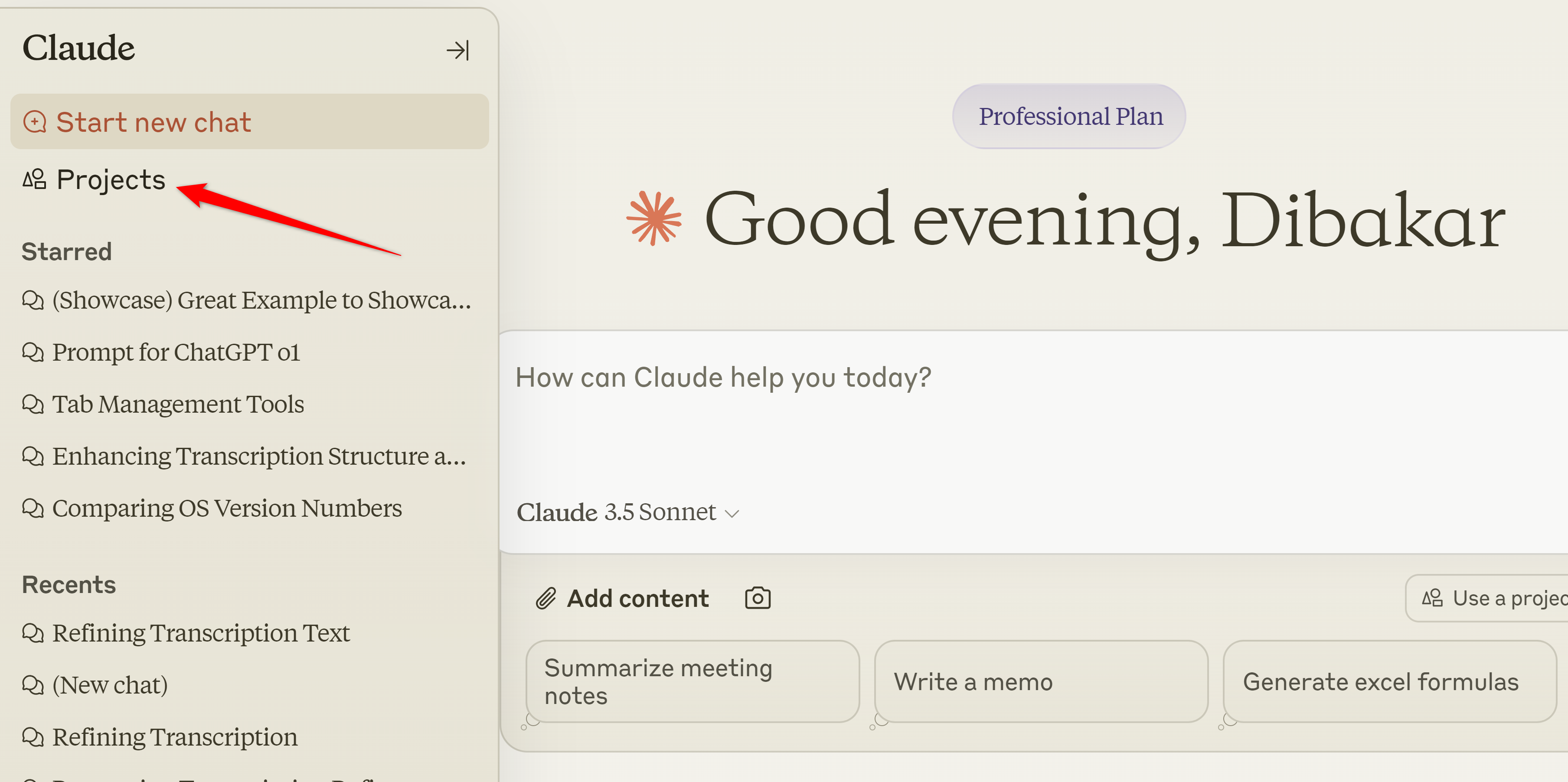 Левая боковая панель Claude
