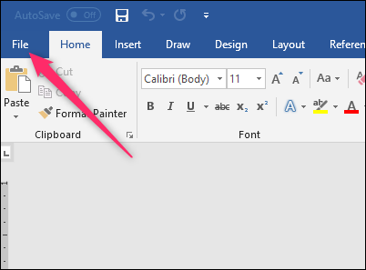 Меню Файл в Microsoft Word
