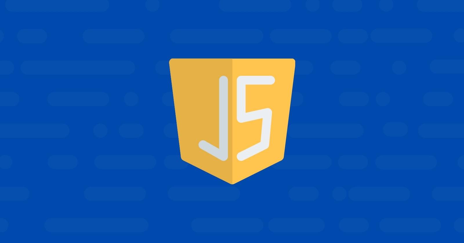 Большой логотип JavaScript на синем фоне