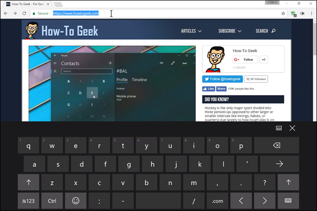 Выбор виртуальной клавиатуры Windows