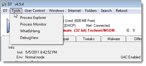 Строка меню D7