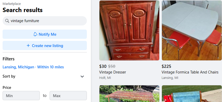 Поле поиска на Facebook Marketplace.