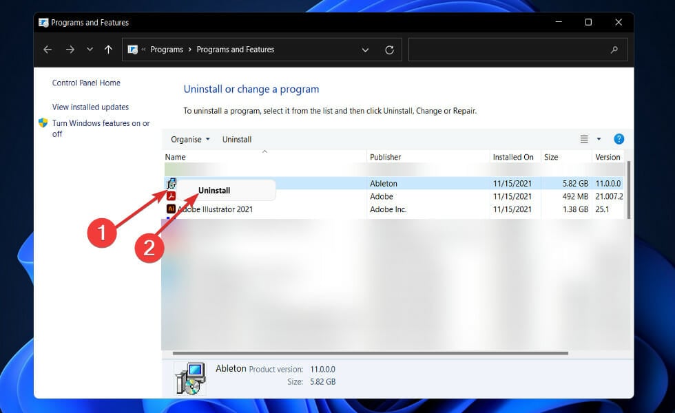 Удаление VPN через Панель управления: нажмите «Удалить»
