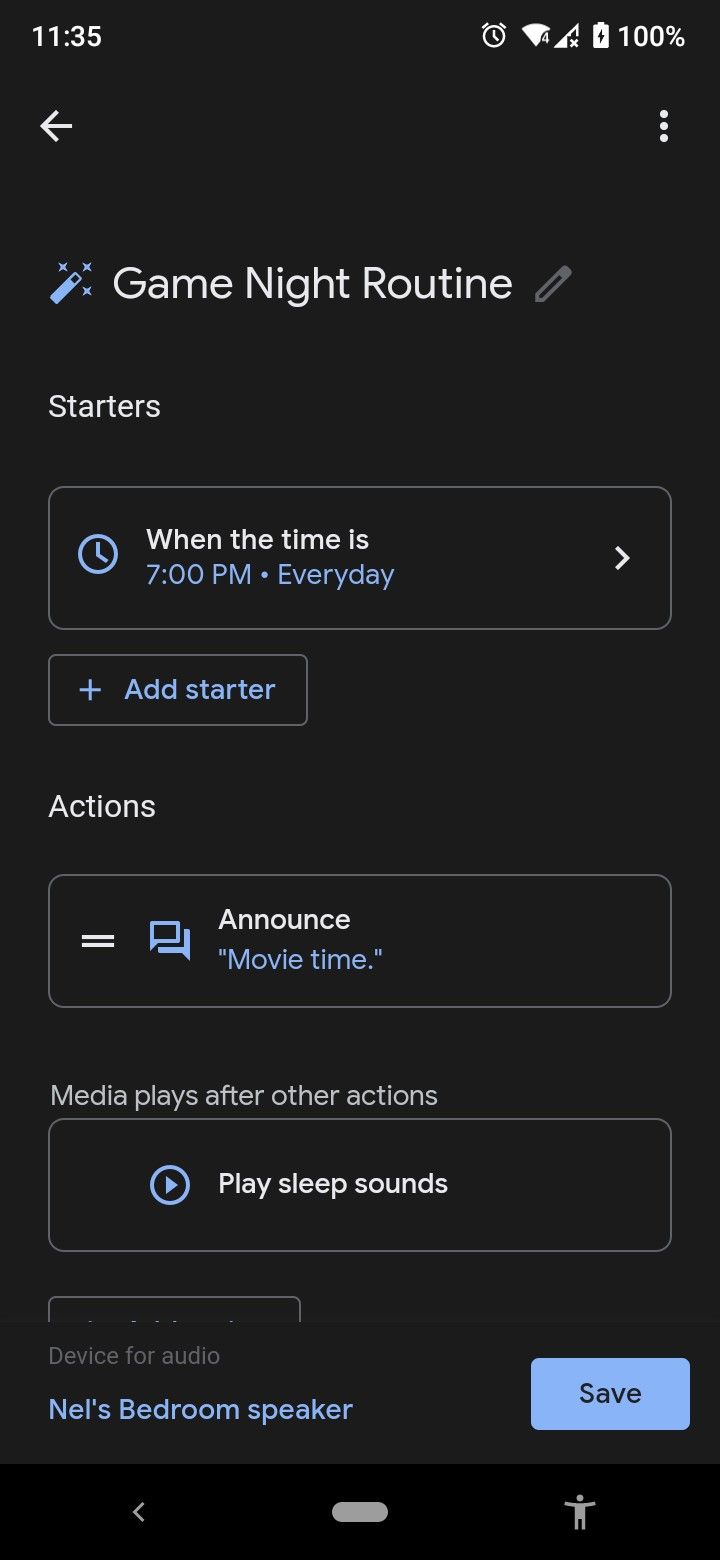 редактирование рутины в Google Home