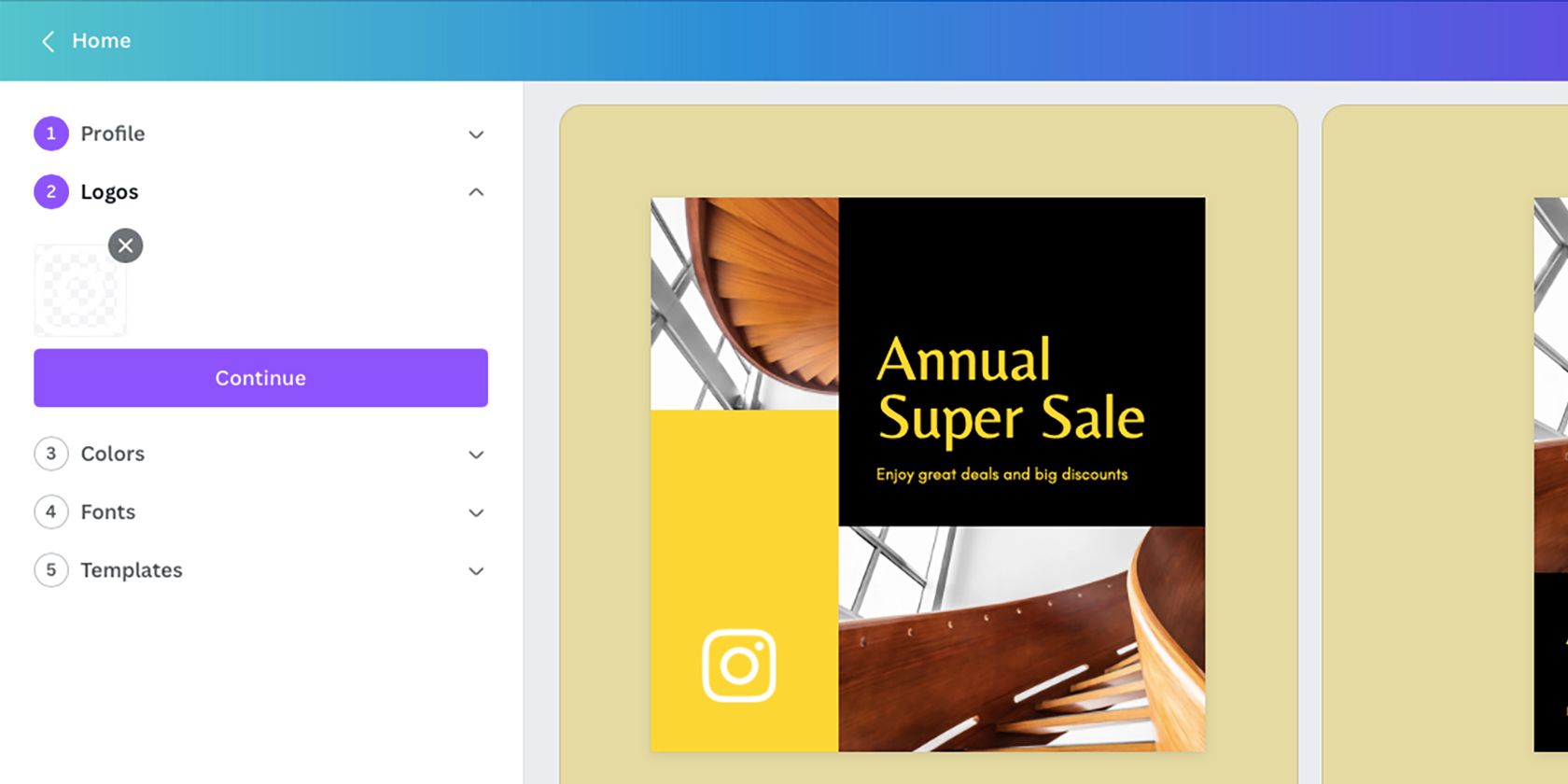 Canva Brand Kit feature with Instagram logo. Загрузка логотипов в Brand Kit