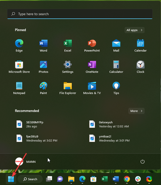 Кнопка «Пуск» в Windows