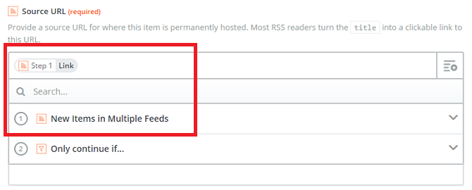 Сопоставление полей: Title, Link, Description в Zapier
