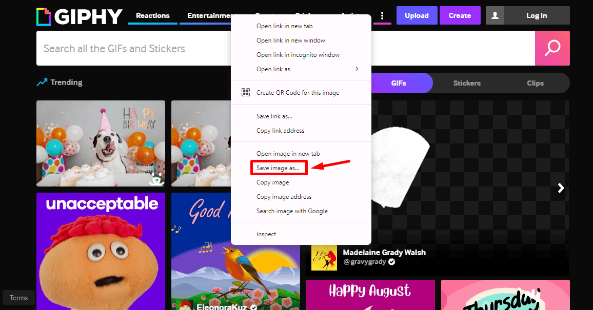 Контекстное меню: Сохранить изображение как…
