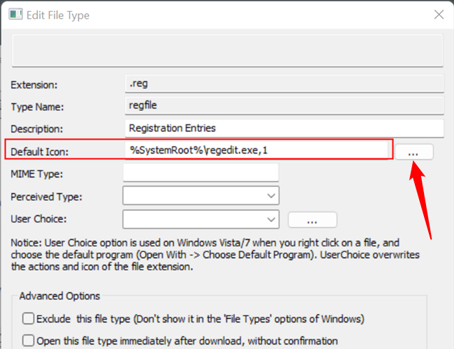 Выберите строку Default Icon и нажмите кнопку «Обзор».