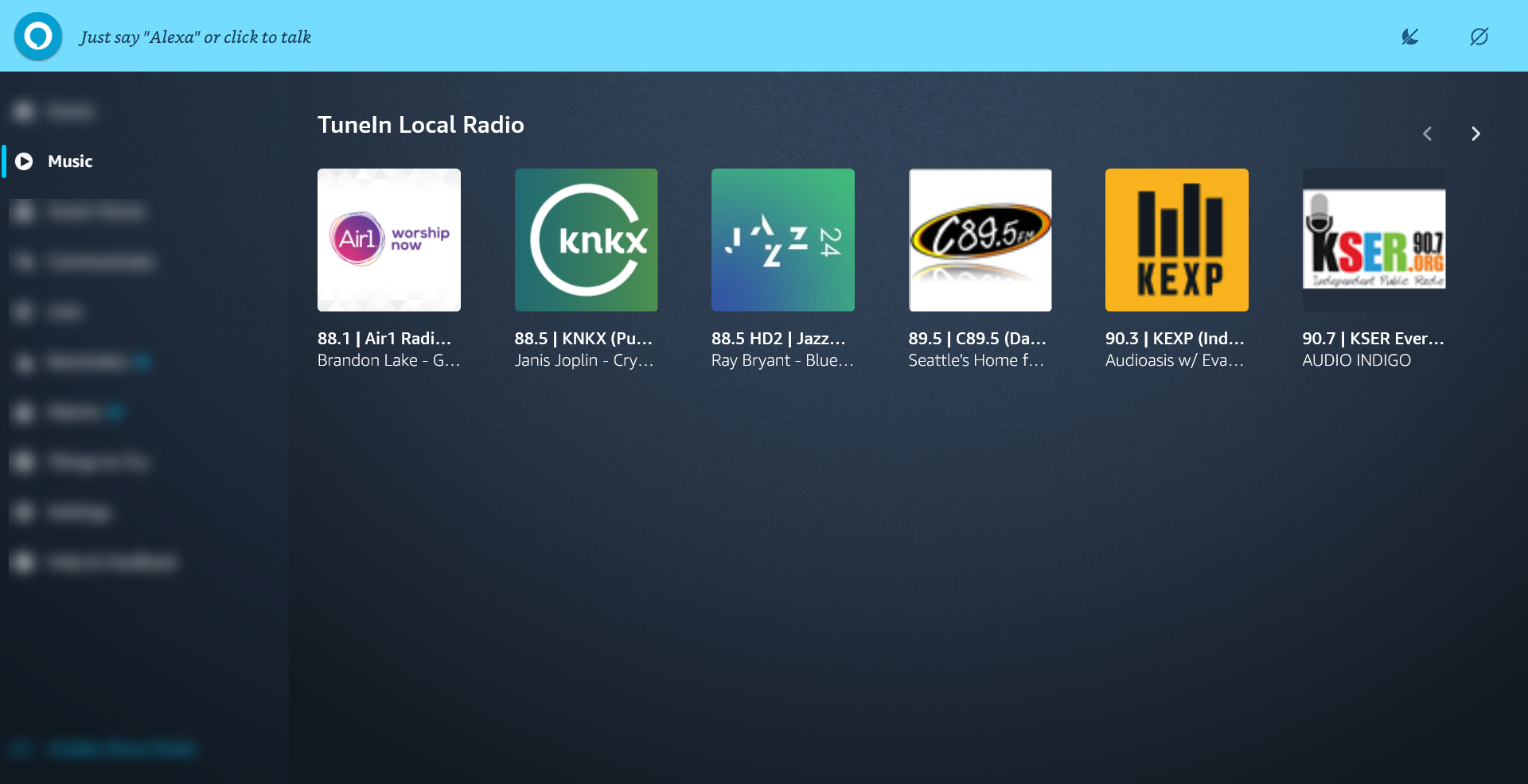 Воспроизведение музыки через Alexa