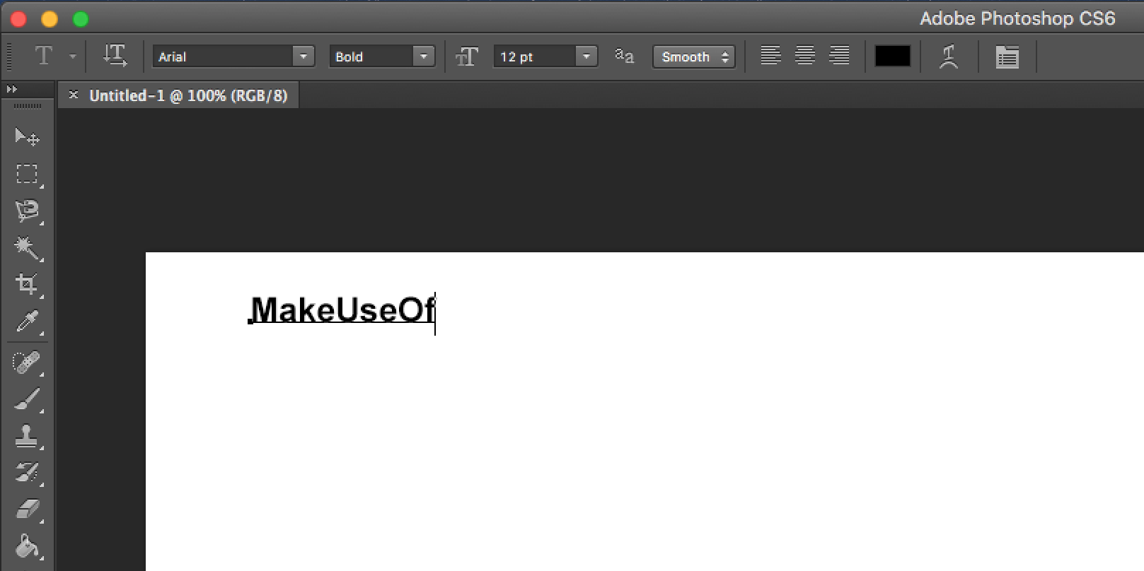 Добавление строки текста на холст в Photoshop