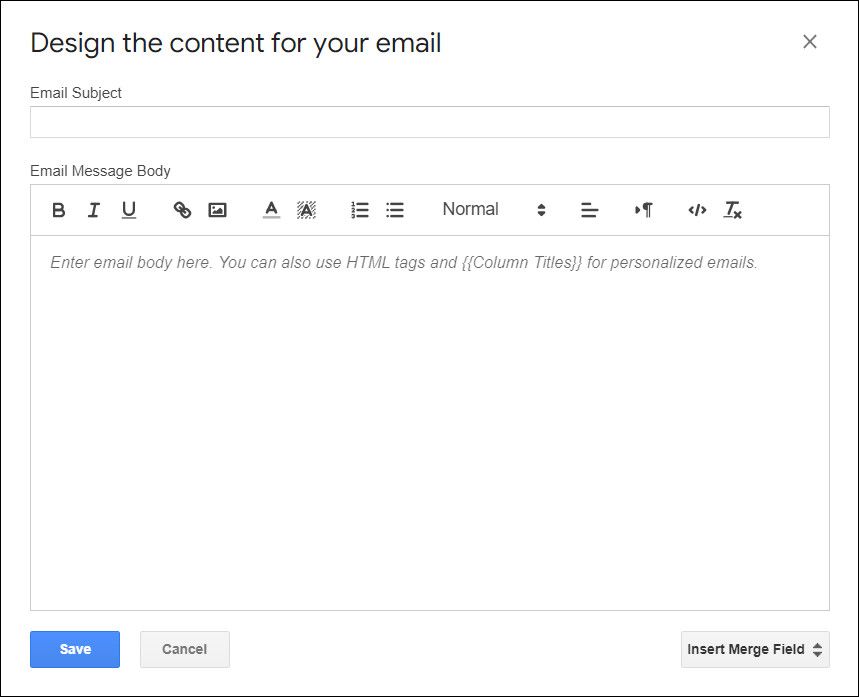 Создайте и сохраните шаблон письма