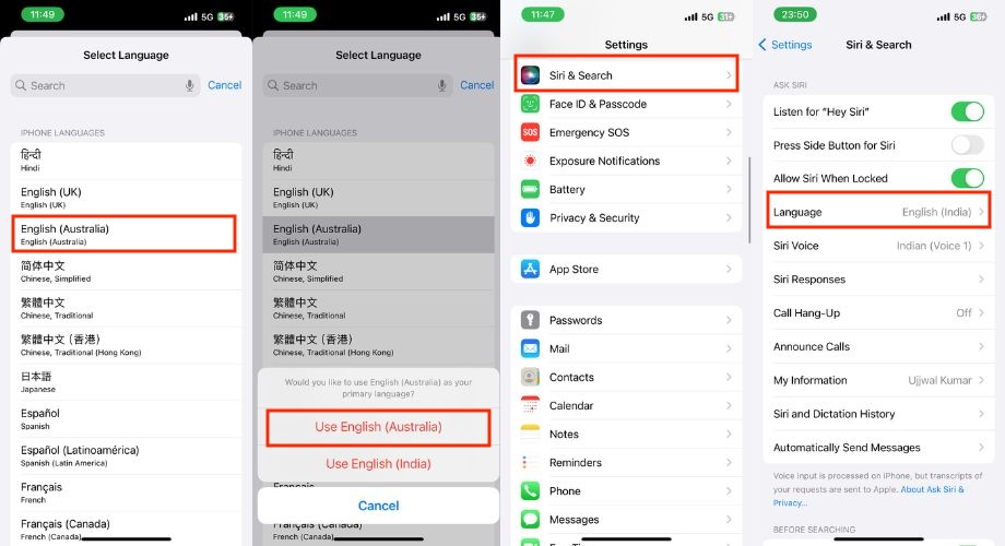 go back to the main settings page