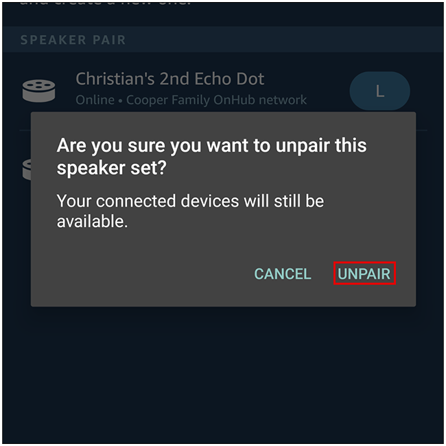 Подтвердите разъединение, нажав «Разъединить»