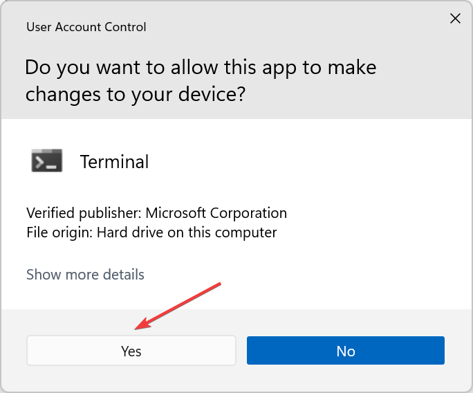 UAC の確認ダイアログ