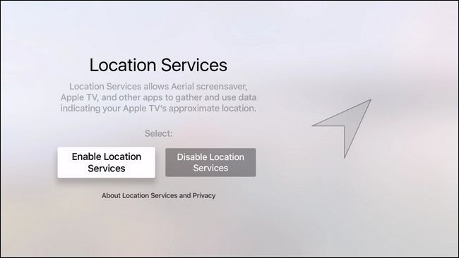Экран с выбором параметров местоположения и других опций