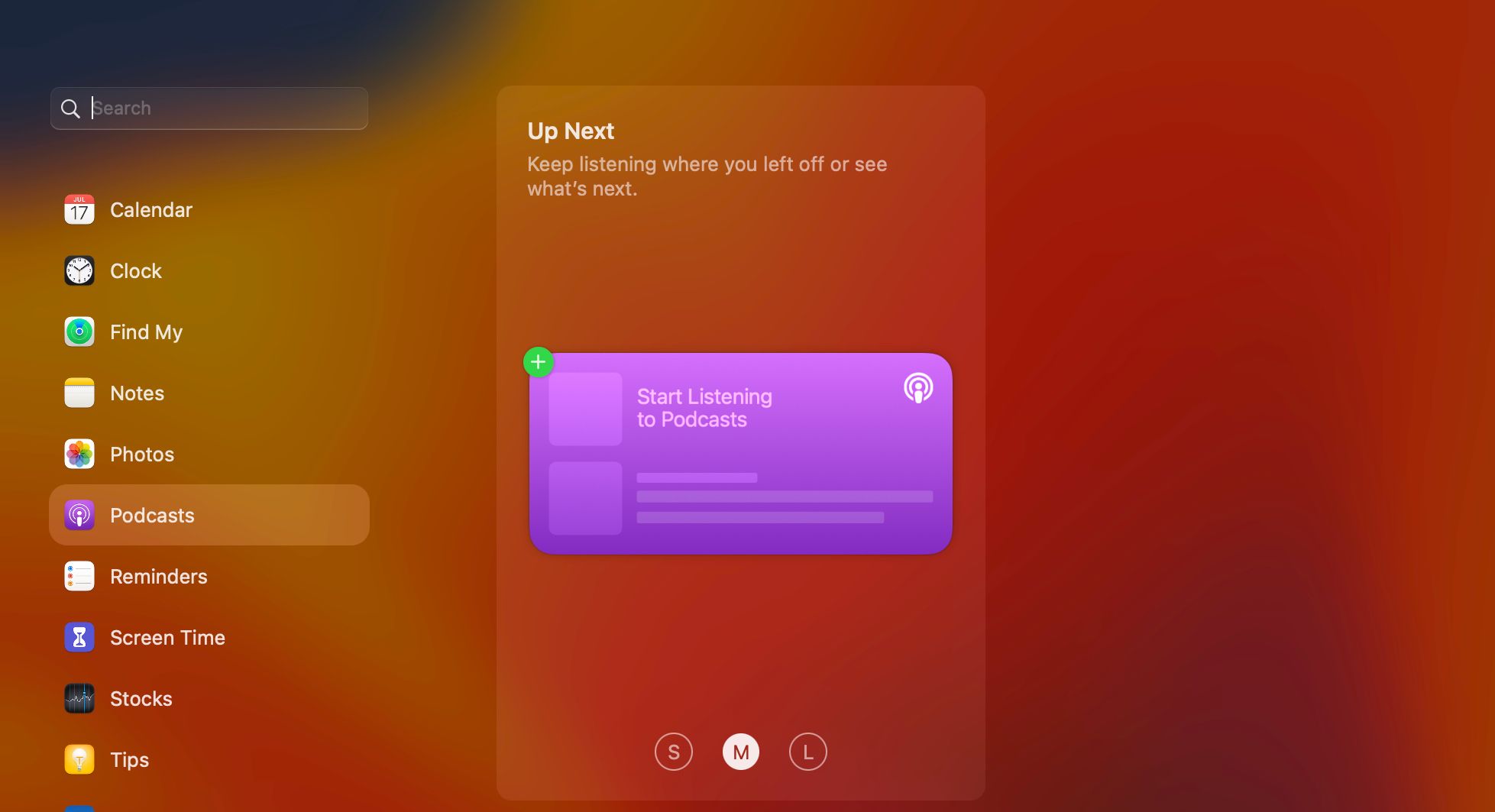 Adding the Podcast widget to Notification Center on Mac