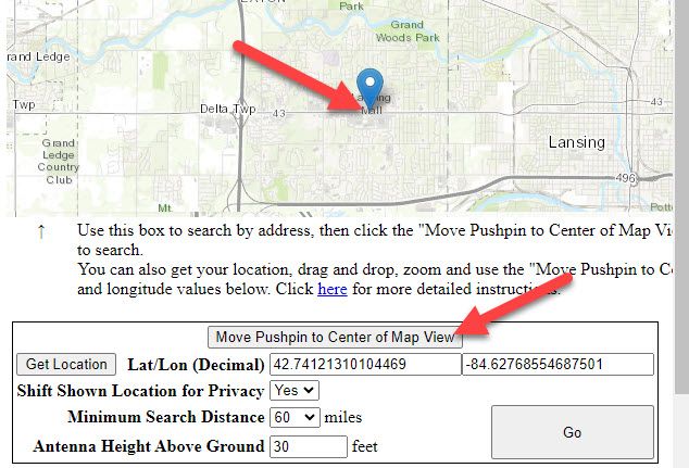 Переместите метку на своё местоположение на карте сервиса RabbitEars