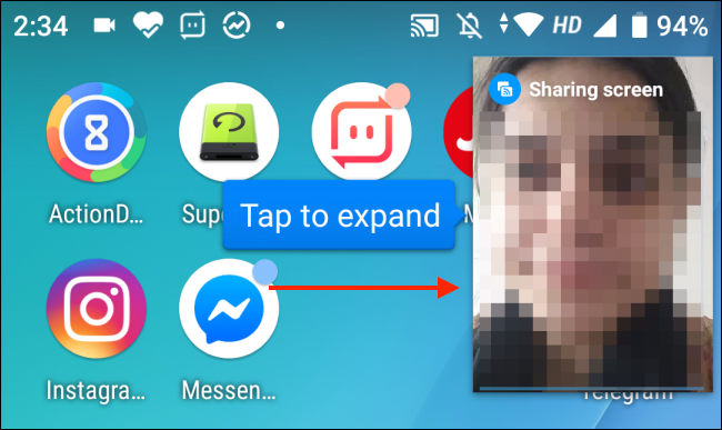 Нажмите чтобы развернуть picture-in-picture в Messenger на Android