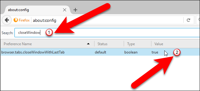 Результат поиска настройки closeWindowWithLastTab