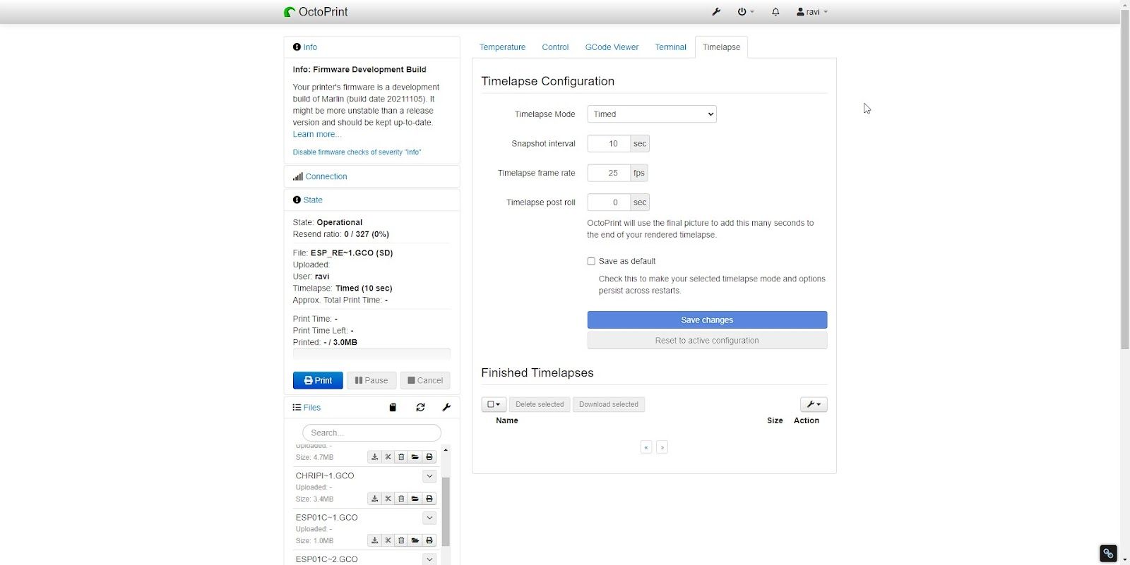 Настройка timelapse для автоматической записи