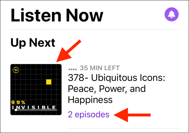 Нажмите на подкаст, чтобы воспроизвести
