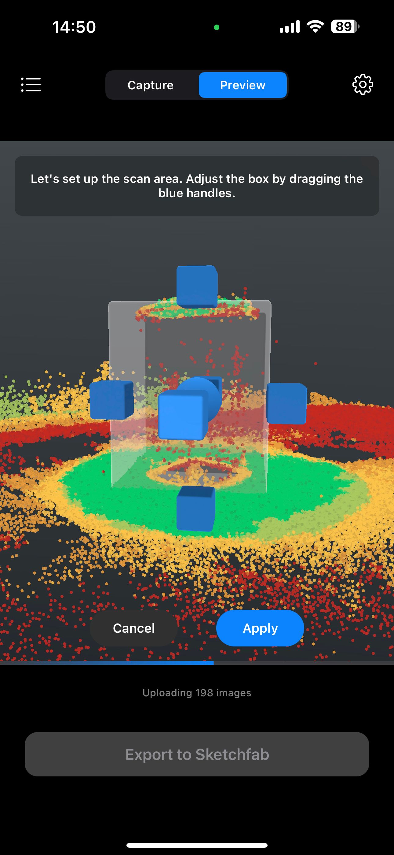 cropping in preview mode RealityScan