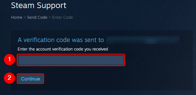 Введите код и нажмите «Продолжить».