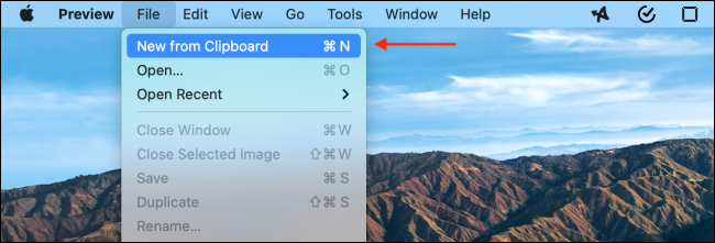 Создать новое из буфера обмена в Просмотре