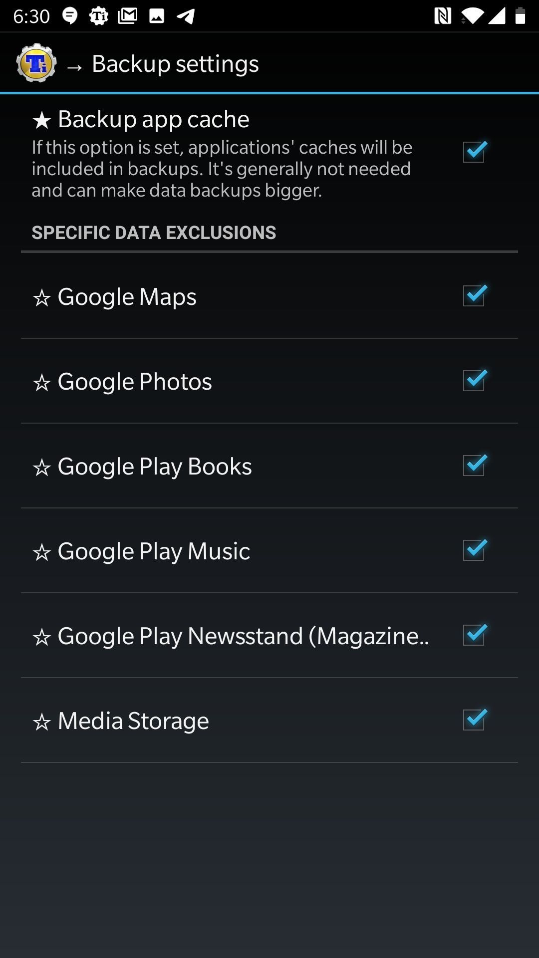 Titanium backup menu app cache