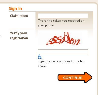 Форма ввода кода подтверждения на Blogger