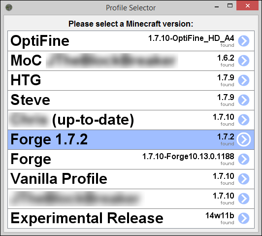 Выбор профиля и список профилей в AMIDST