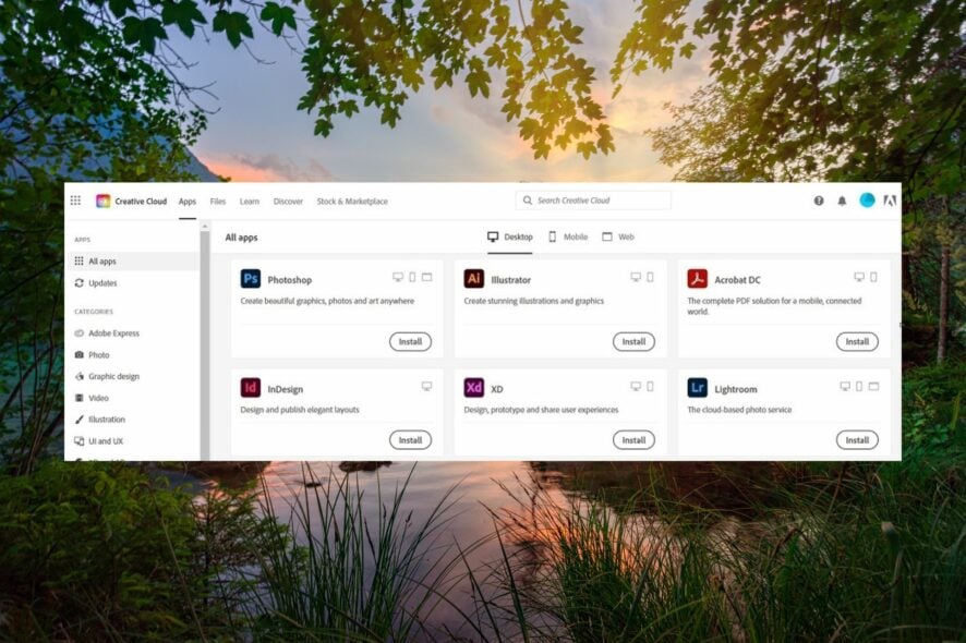 Disinstallare Adobe Creative Cloud su Windows