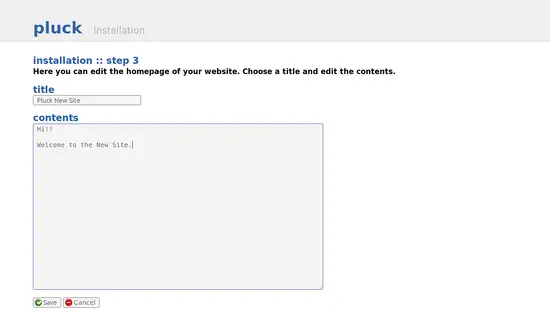 Создание содержимого главной страницы Pluck