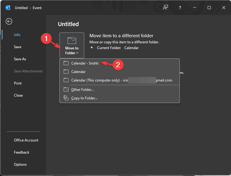 File Move to folder copy an Outlook Calendar Appointment to another day