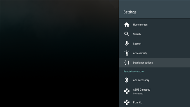 Опция Developer Options в Settings