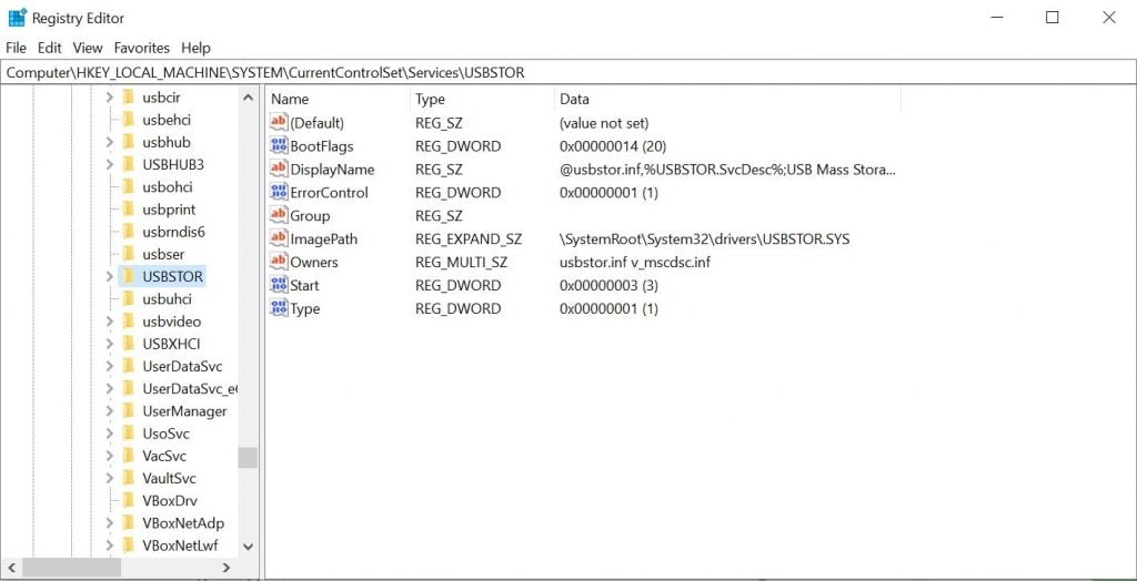 Disable USB port in Windows